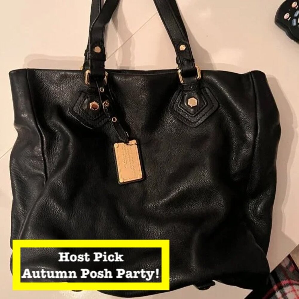Marc by Marc Jacobs Black Leather Work Tote Bag Shoulder Handbag Gold Hardwr